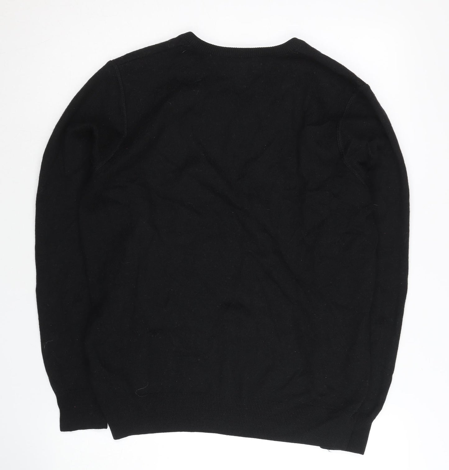 Wolsey Men’s Black Wool Blend V-Neck Pullover Jumper Size S