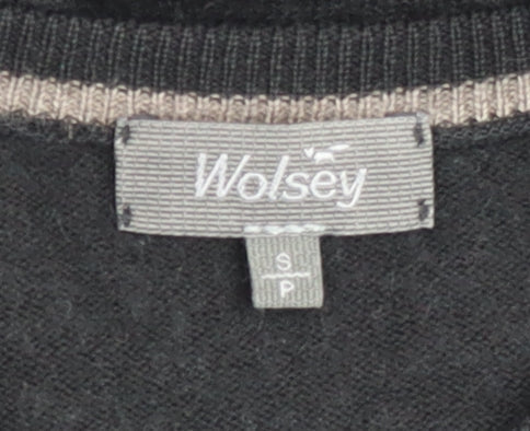 Wolsey Men’s Black Wool Blend V-Neck Pullover Jumper Size S