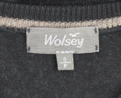 Wolsey Men’s Black Wool Blend V-Neck Pullover Jumper Size S