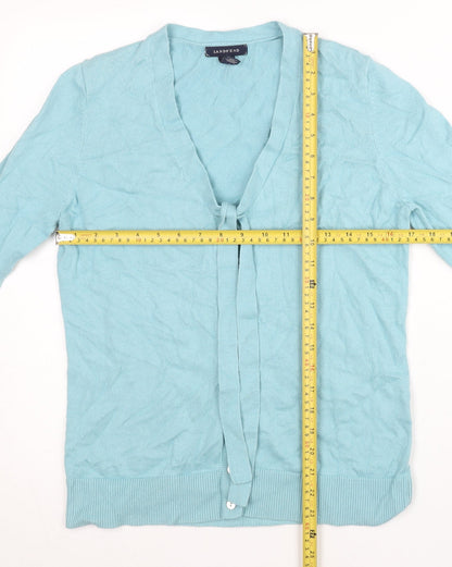 Lands' End Womens Blue M Cardigan V-Neck Cotton Cashmere Knit