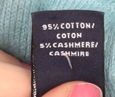 Lands' End Womens Blue M Cardigan V-Neck Cotton Cashmere Knit