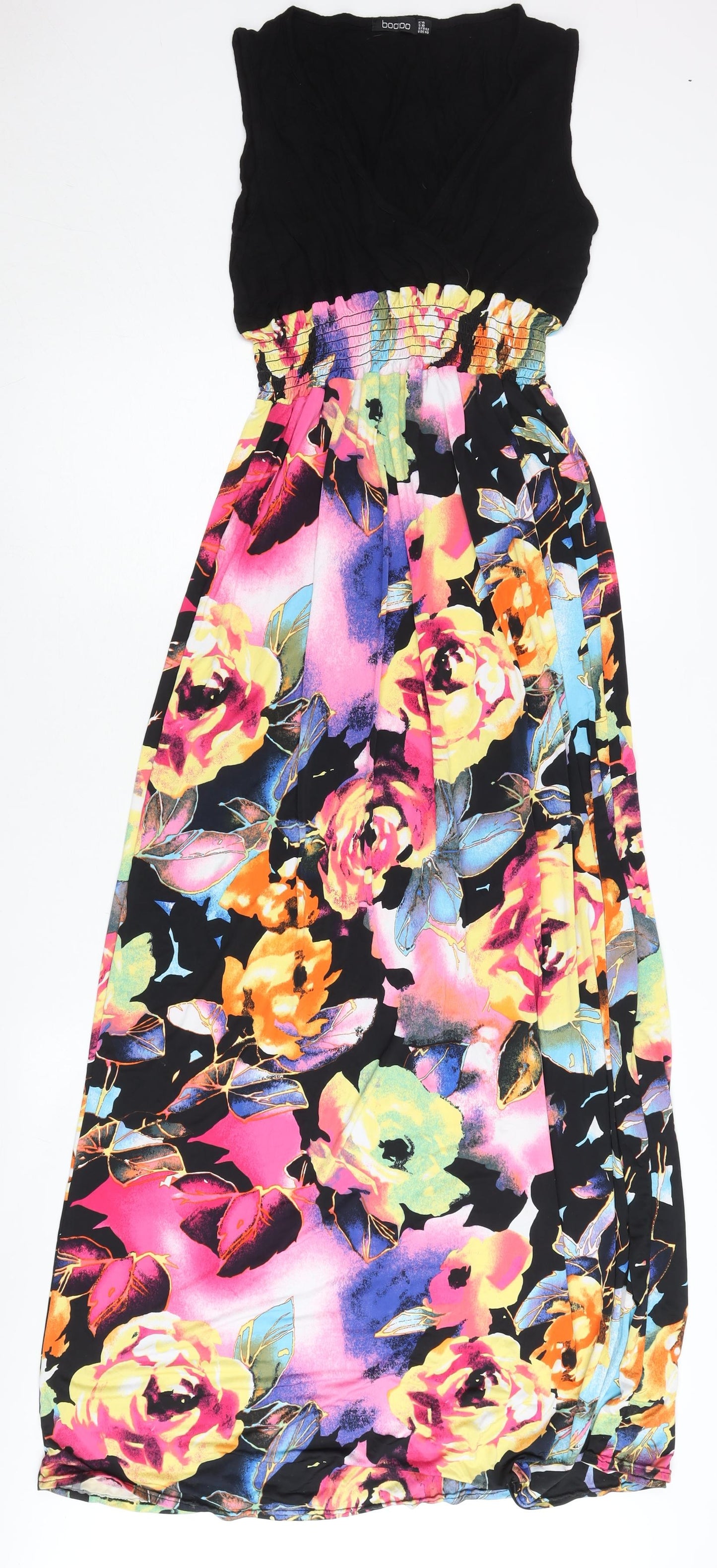 Boohoo Womens Multicoloured Floral Strapless Midi Dress Size 14