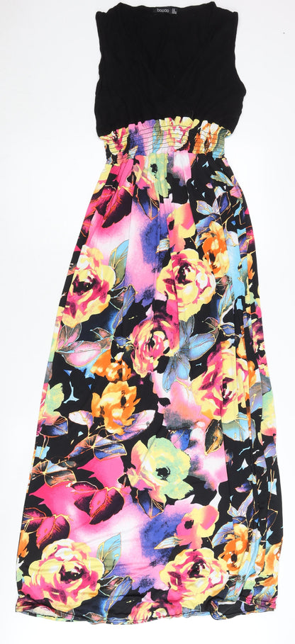 Boohoo Womens Multicoloured Floral Strapless Midi Dress Size 14