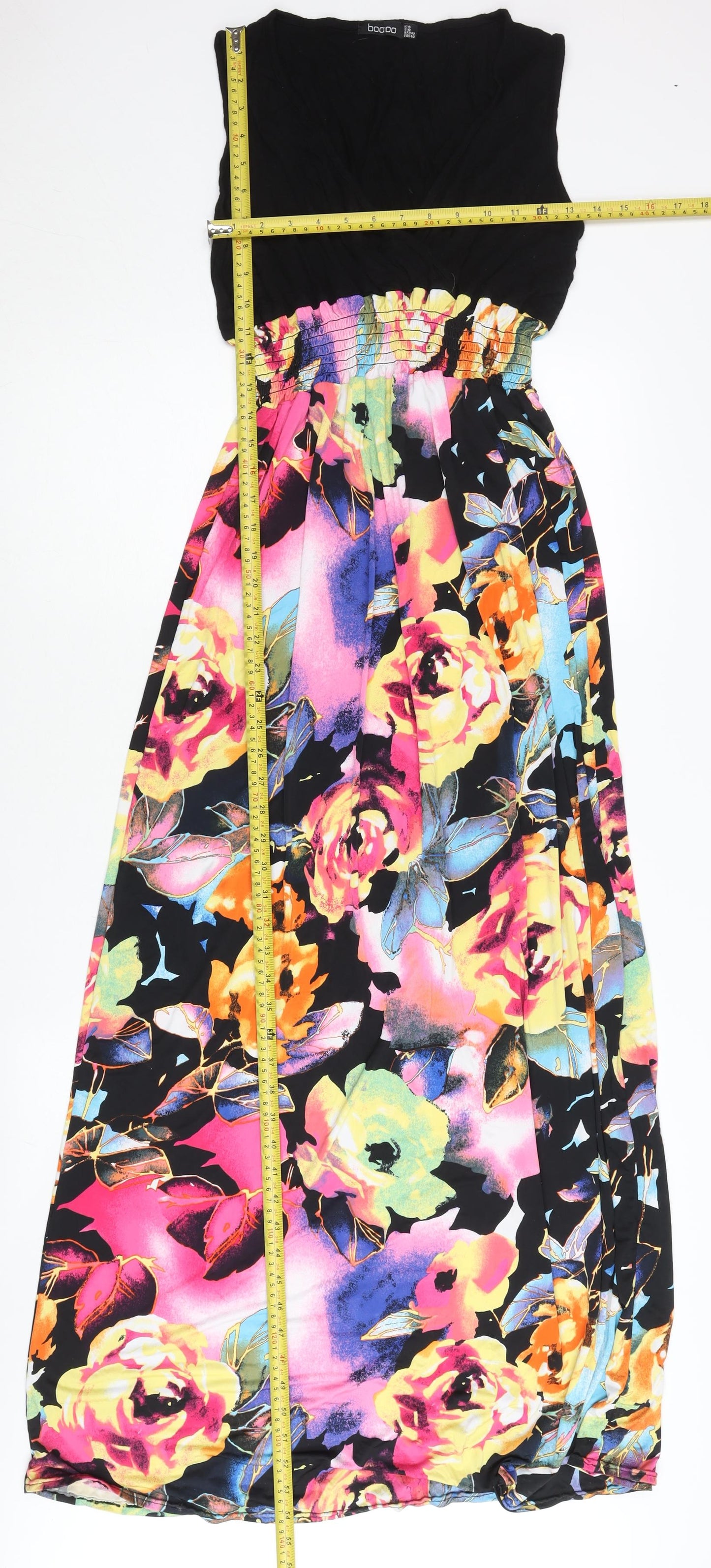 Boohoo Womens Multicoloured Floral Strapless Midi Dress Size 14