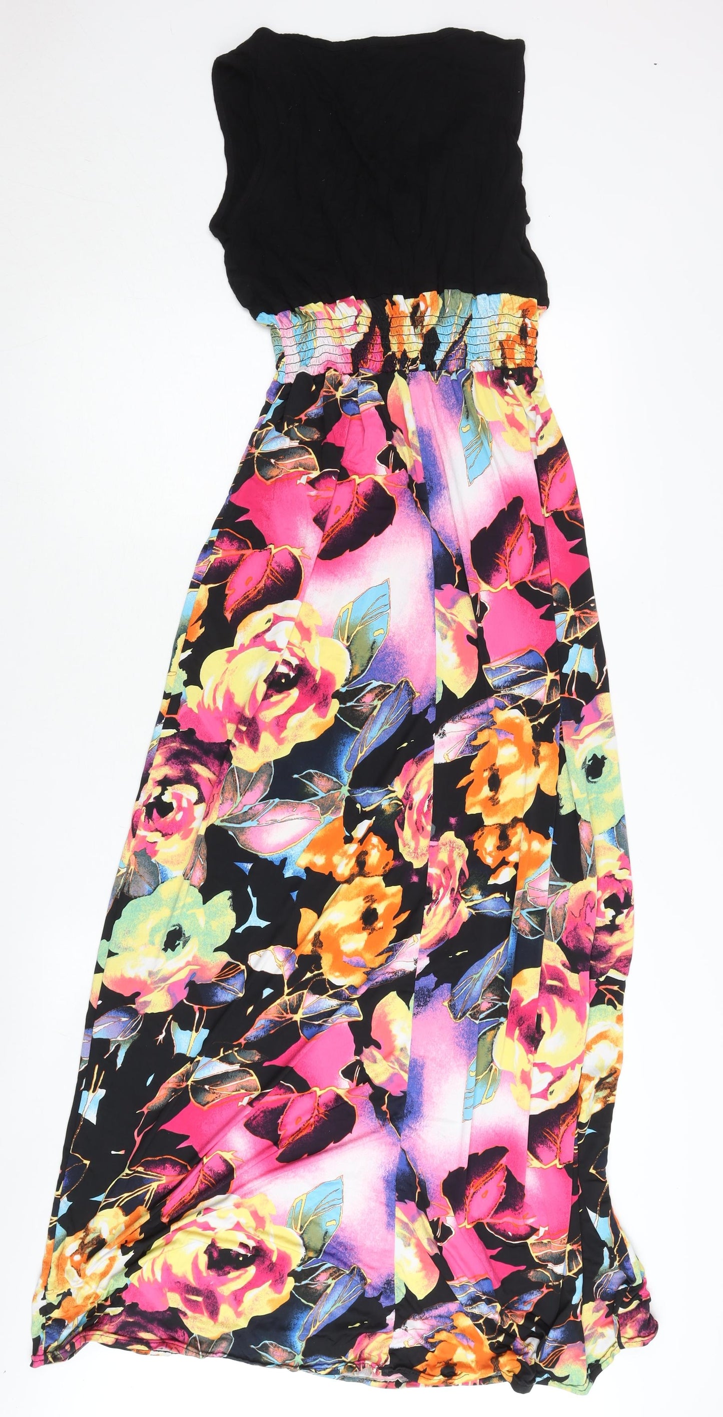 Boohoo Womens Multicoloured Floral Strapless Midi Dress Size 14