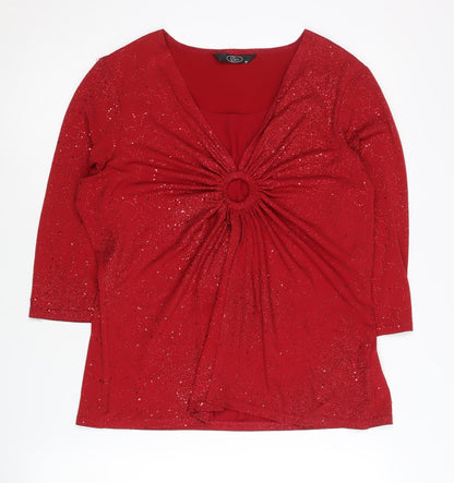 Womens UK Size M BM Red Tunic Blouse