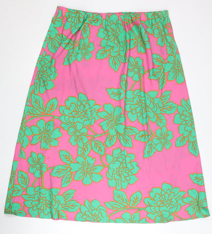 Boohoo Womens Pink Floral A-Line Midi Skirt Size 24 Plus