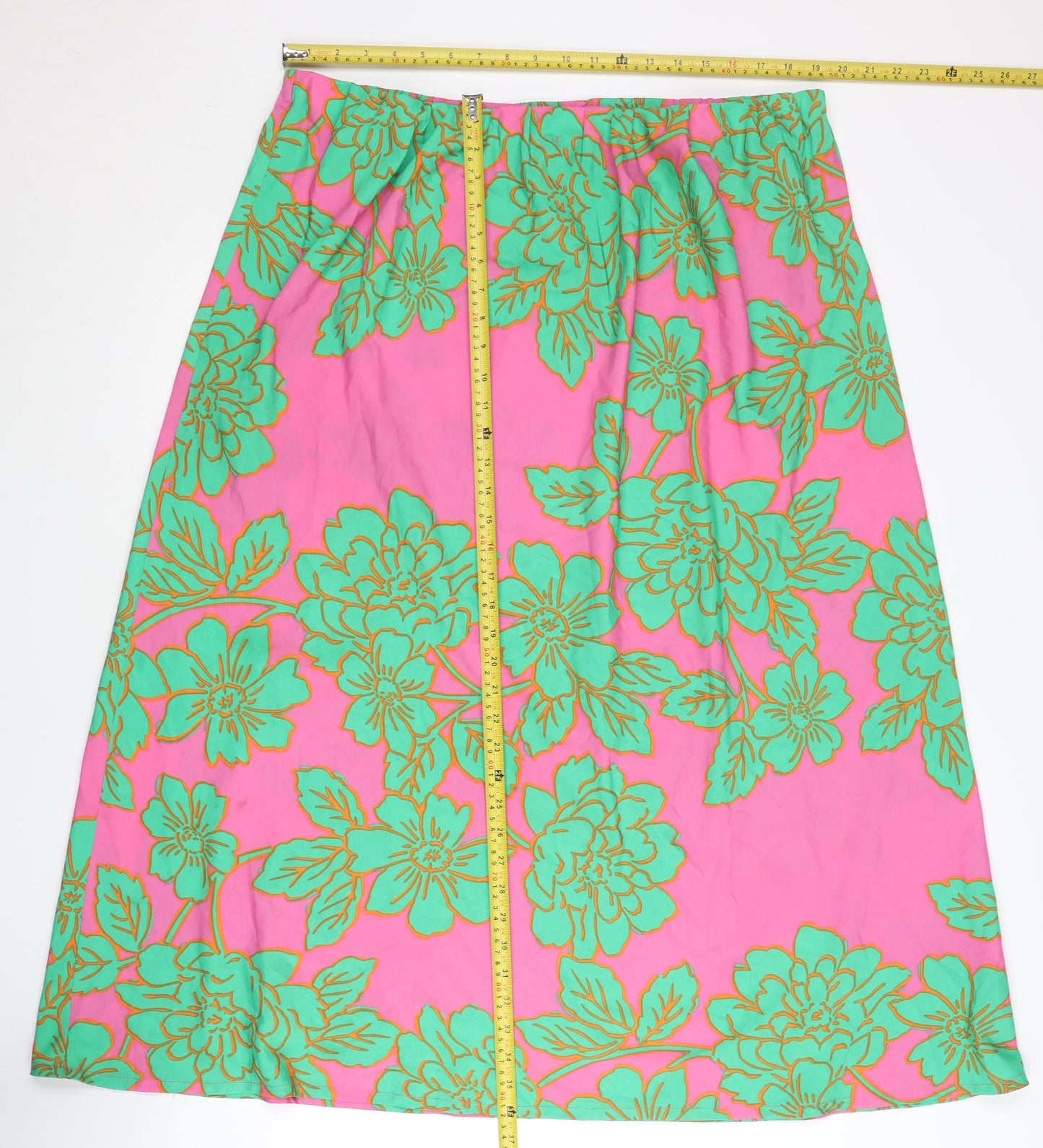 Boohoo Womens Pink Floral A-Line Midi Skirt Size 24 Plus