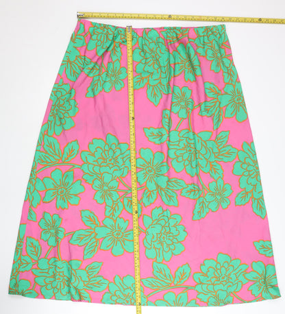 Boohoo Womens Pink Floral A-Line Midi Skirt Size 24 Plus