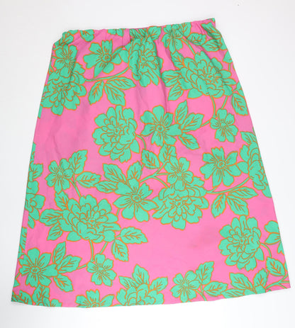 Boohoo Womens Pink Floral A-Line Midi Skirt Size 24 Plus