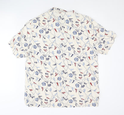 Alexon Women Beige Nautical Print Button-Up Shirt Size 12