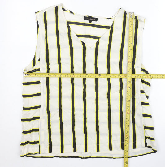 Jaeger Women’s Multicoloured Striped Viscose Blouse UK 16