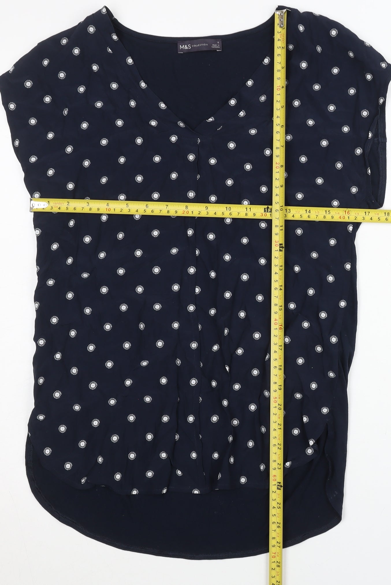 Womens UK Size 6 Marks and Spencer Blue Tunic Blouse