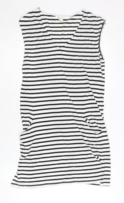 H&M Women’s Black White Striped T-Shirt Dress XS Sleeveless V-Neck