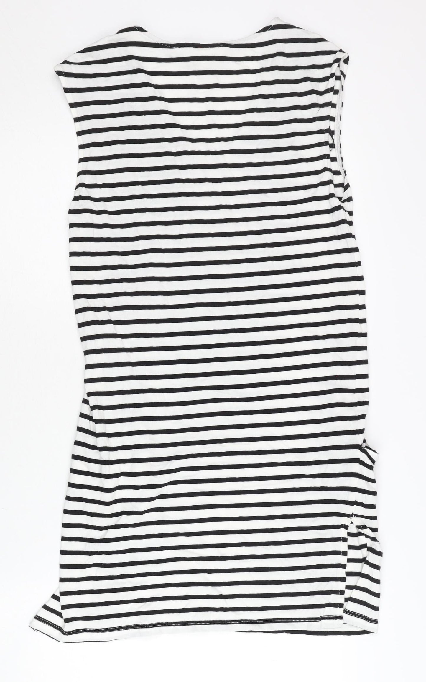 H&M Women’s Black White Striped T-Shirt Dress XS Sleeveless V-Neck