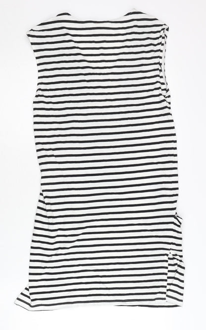 H&M Women’s Black White Striped T-Shirt Dress XS Sleeveless V-Neck
