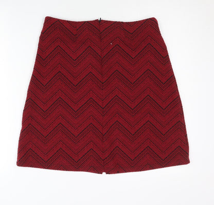Dorothy Perkins Women's Red A-Line Tweed Mini Skirt Size 10