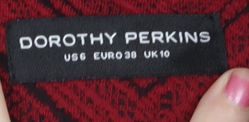 Dorothy Perkins Women's Red A-Line Tweed Mini Skirt Size 10