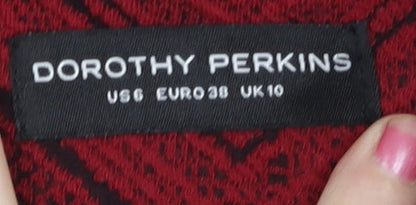 Dorothy Perkins Women's Red A-Line Tweed Mini Skirt Size 10