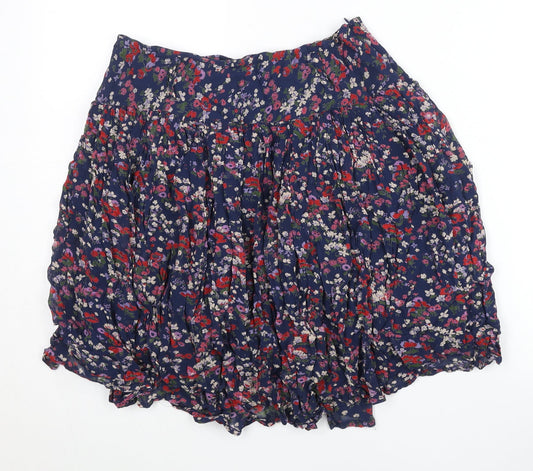 Linea Weekend Womens Blue Floral Peasant Skirt Size 8 Summer Boho