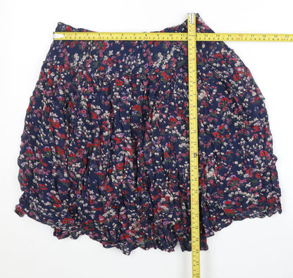 Linea Weekend Womens Blue Floral Peasant Skirt Size 8 Summer Boho