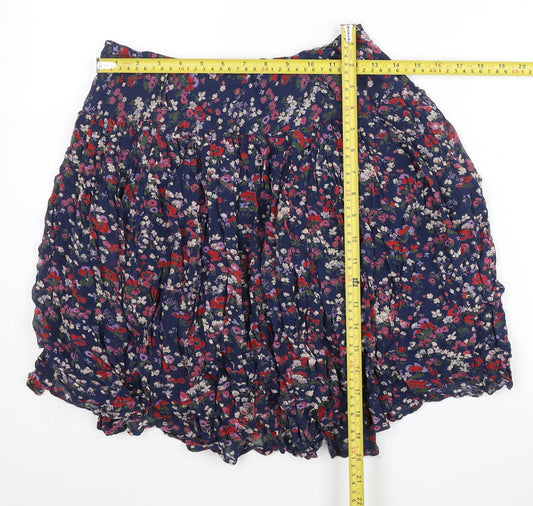 Linea Weekend Womens Blue Floral Peasant Skirt Size 8 Summer Boho