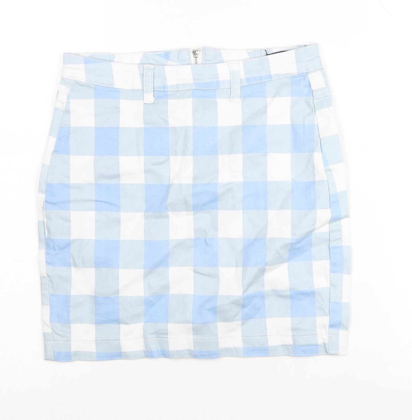 Missguided Women Blue Check Mini Skirt Size 8 Pencil Style