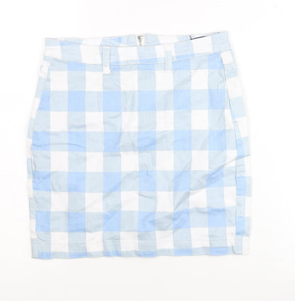 Missguided Women Blue Check Mini Skirt Size 8 Pencil Style