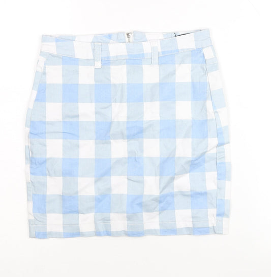 Missguided Women Blue Check Mini Skirt Size 8 Pencil Style