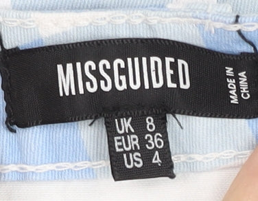 Missguided Women Blue Check Mini Skirt Size 8 Pencil Style