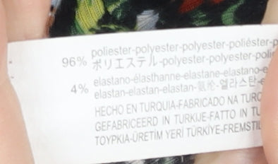 Bershka Women Black Floral Bodysuit Size 12 Long Sleeve High Neck