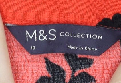 Marks and Spencer Womens Red Floral Midi A-Line Skirt Size 10