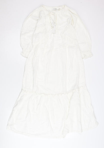 Accessorize Women’s White Cotton Kaftan Midi Dress XS UK 6