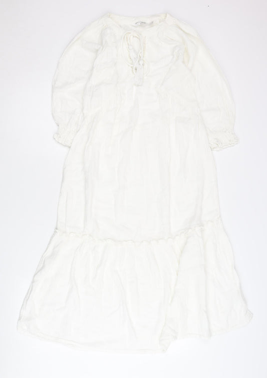 Accessorize Women’s White Cotton Kaftan Midi Dress XS UK 6