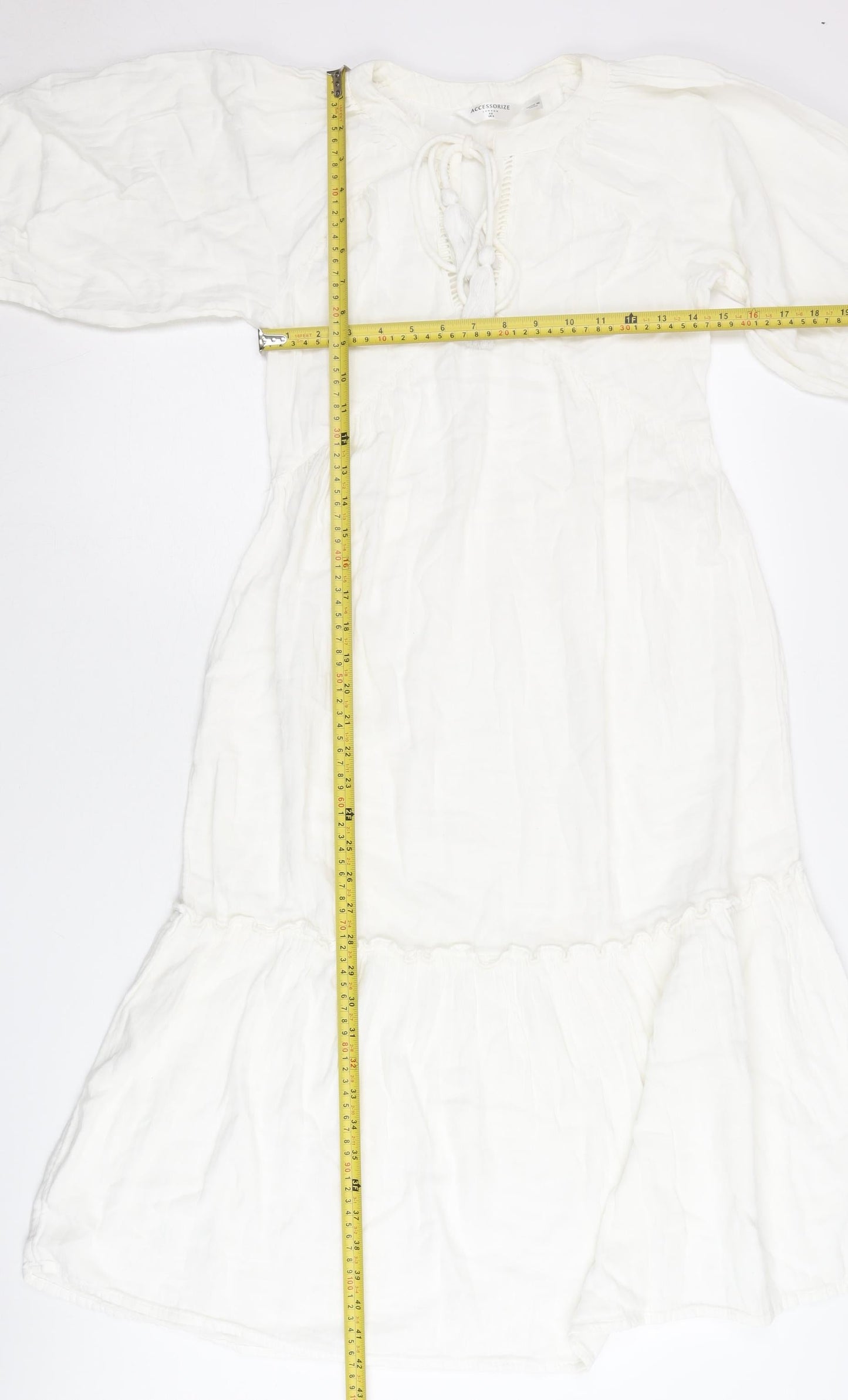 Accessorize Women’s White Cotton Kaftan Midi Dress XS UK 6