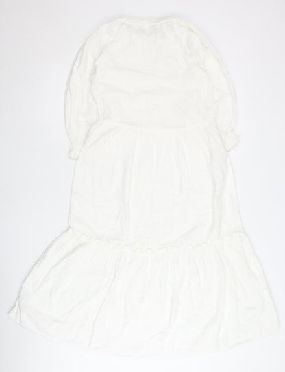 Accessorize Women’s White Cotton Kaftan Midi Dress XS UK 6
