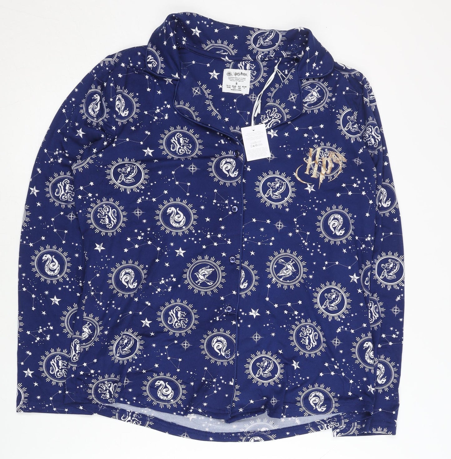 Harry Potter Womens Blue Long Sleeve Pyjama Top Shirt Style S 10-12