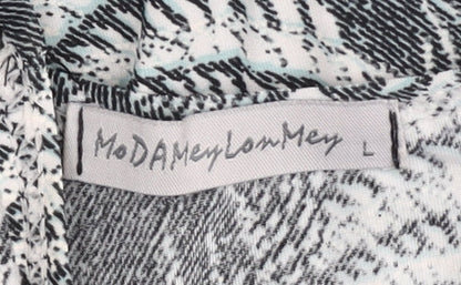 MoDA Mey Lou Mey Women’s Grey Geometric A-Line Knee Length Dress L