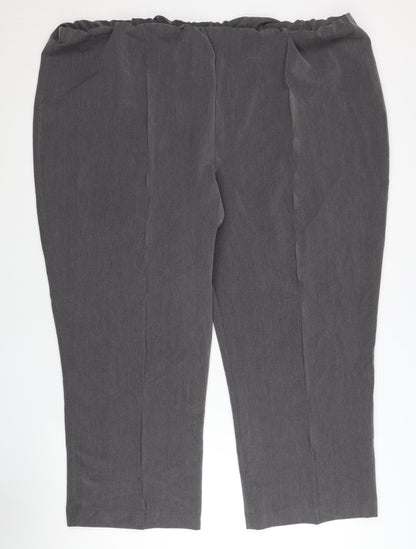 Bonmarché Women Grey Size 24 Plus Straight Leg Trousers
