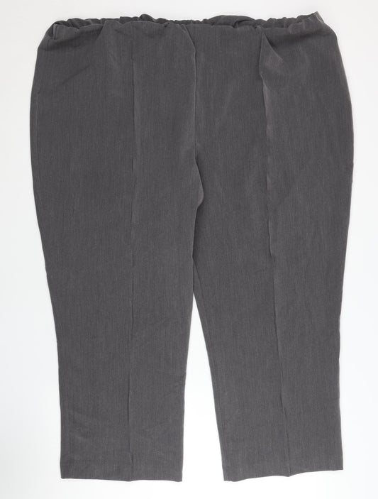 Bonmarché Women Grey Size 24 Plus Straight Leg Trousers