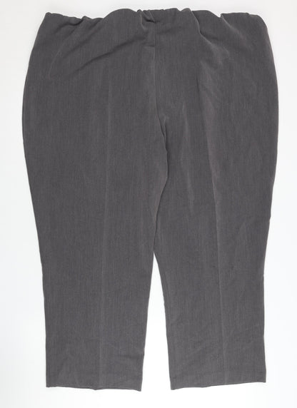 Bonmarché Women Grey Size 24 Plus Straight Leg Trousers