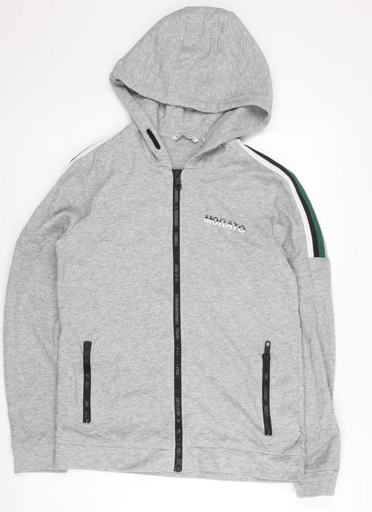 Additional front view of Antony Morato Teens Grey Full Zip Hoodie, size 14, Regular Fit