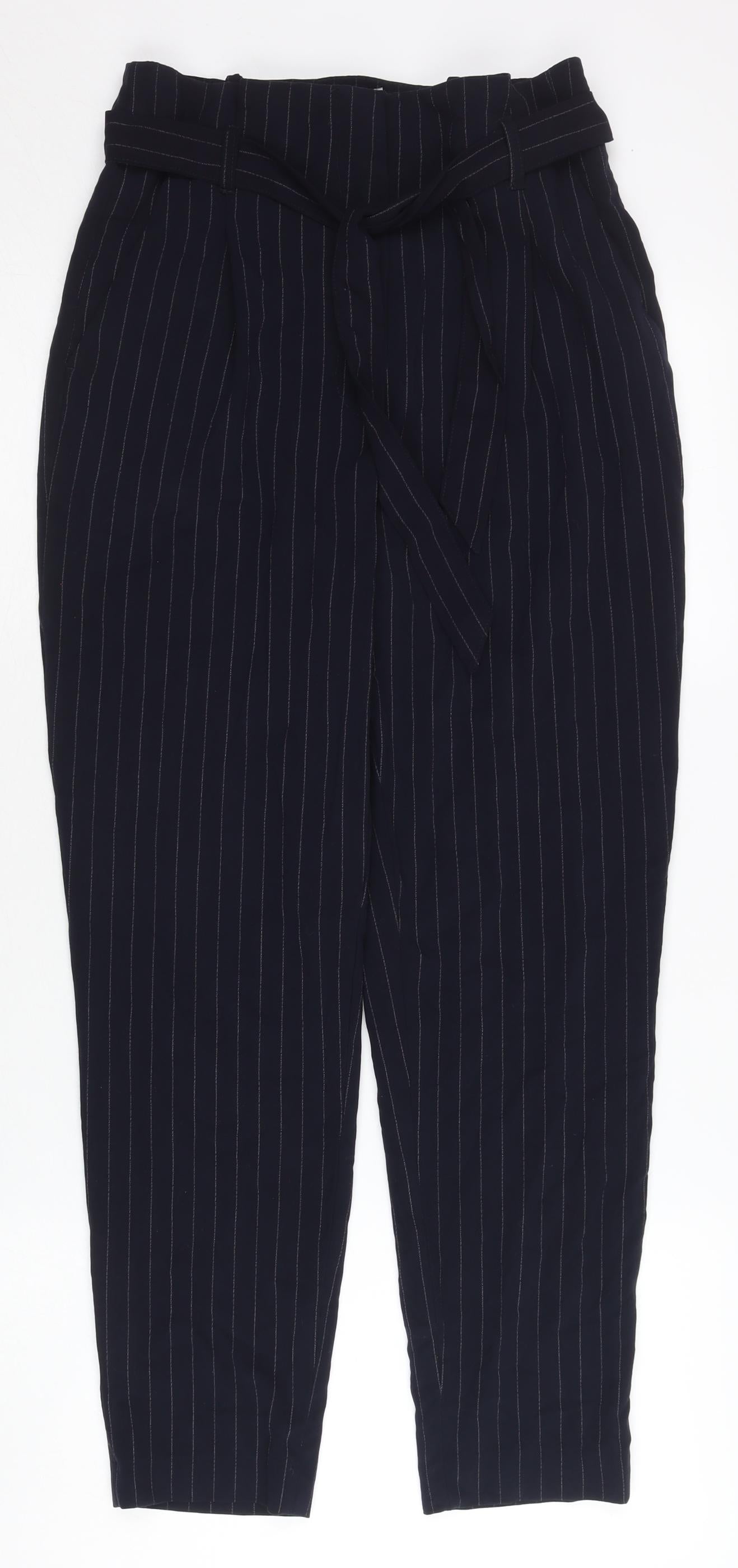 Womens UK Size 6 H&M Regular Fit Paperbag Blue Trousers