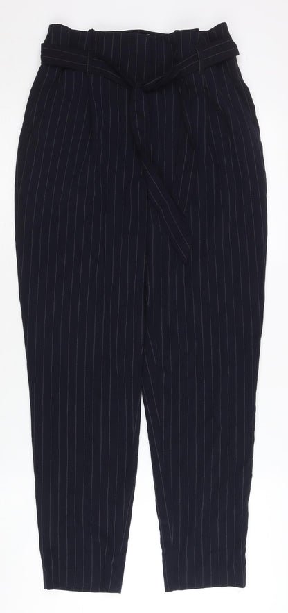 Womens UK Size 6 H&M Regular Fit Paperbag Blue Trousers