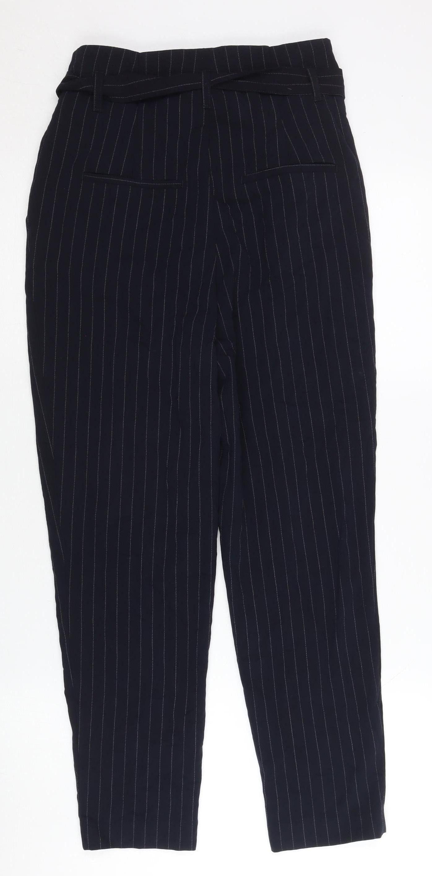 Womens UK Size 6 H&M Regular Fit Paperbag Blue Trousers