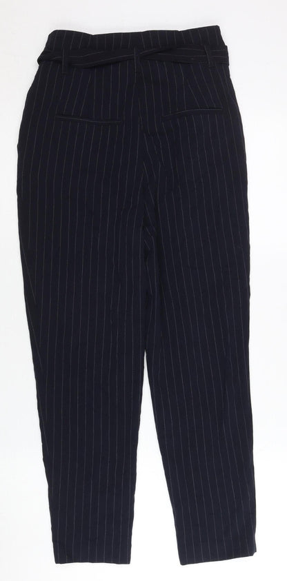 Womens UK Size 6 H&M Regular Fit Paperbag Blue Trousers