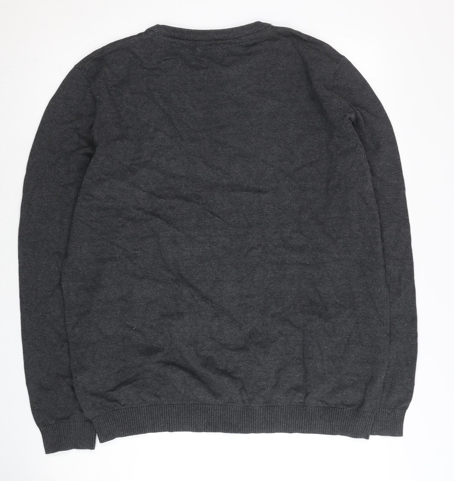 Jack & Jones Mens Grey XL Crew Neck Cotton Pullover Jumper