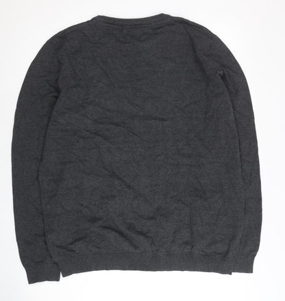 Jack & Jones Mens Grey XL Crew Neck Cotton Pullover Jumper