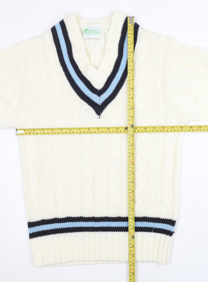 Falcon Sportswear Women’s Ivory Cable Knit V-Neck Jumper M