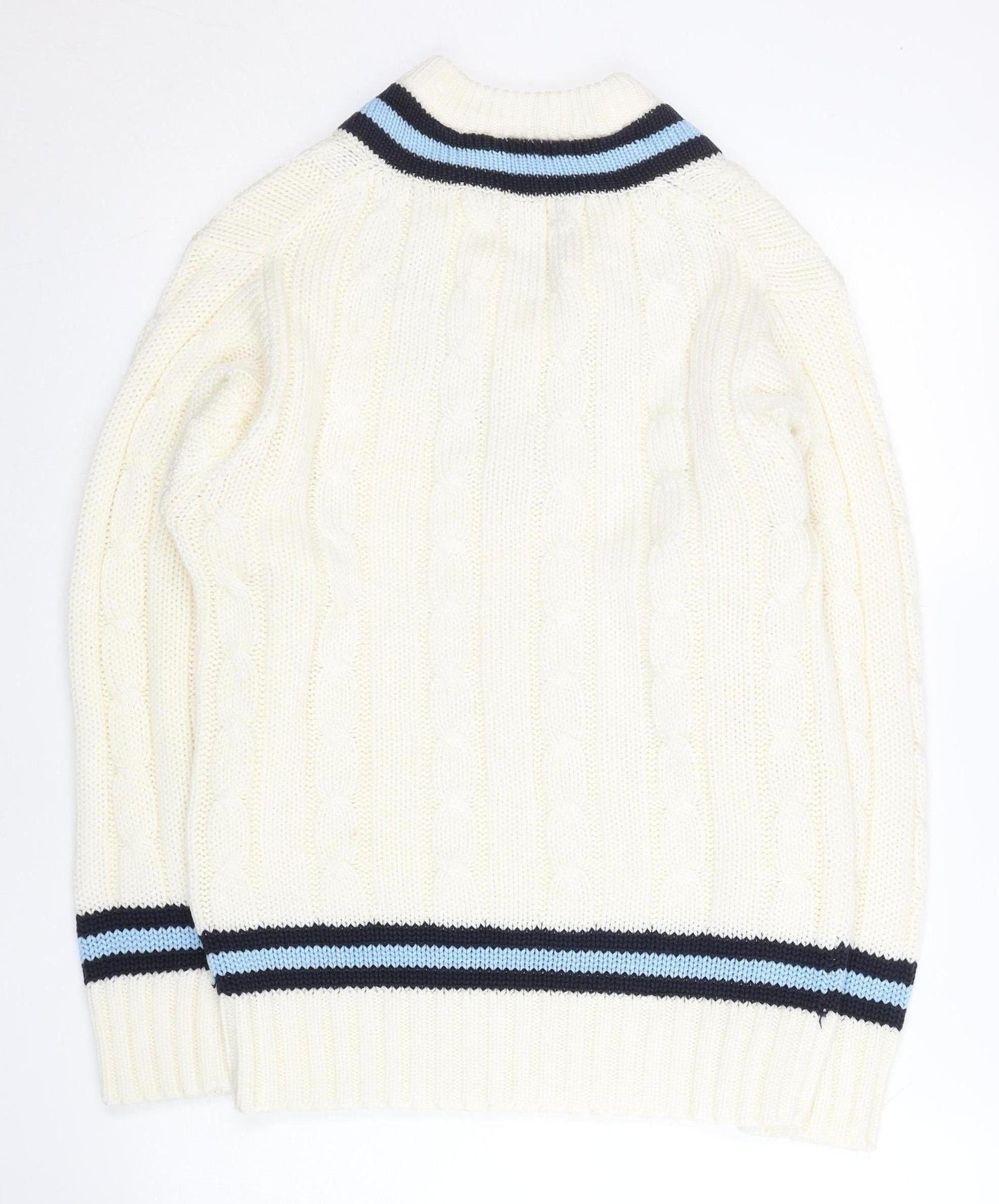 Falcon Sportswear Women’s Ivory Cable Knit V-Neck Jumper M